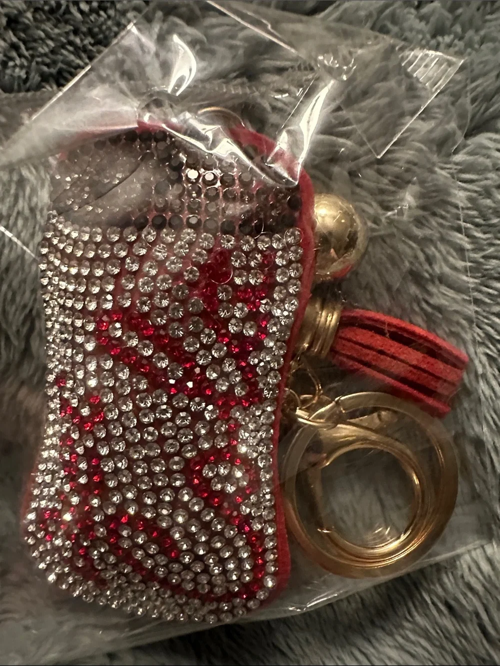 Sparkling Red Diet Coke Crystal Key & Card Holder with Gold Hardware
